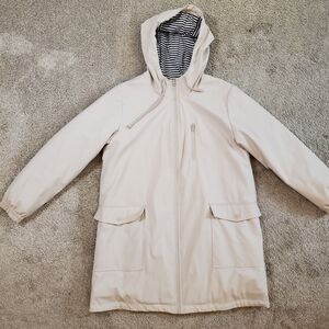 Zara Beige/Khaki Hooded Rain Jacket - Size XL